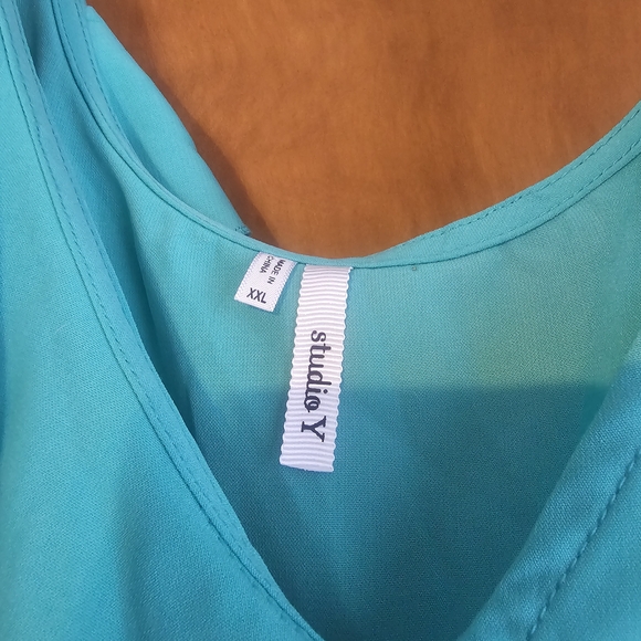 Studio Y Turquoise Ruffle Dress - Picture 2 of 2